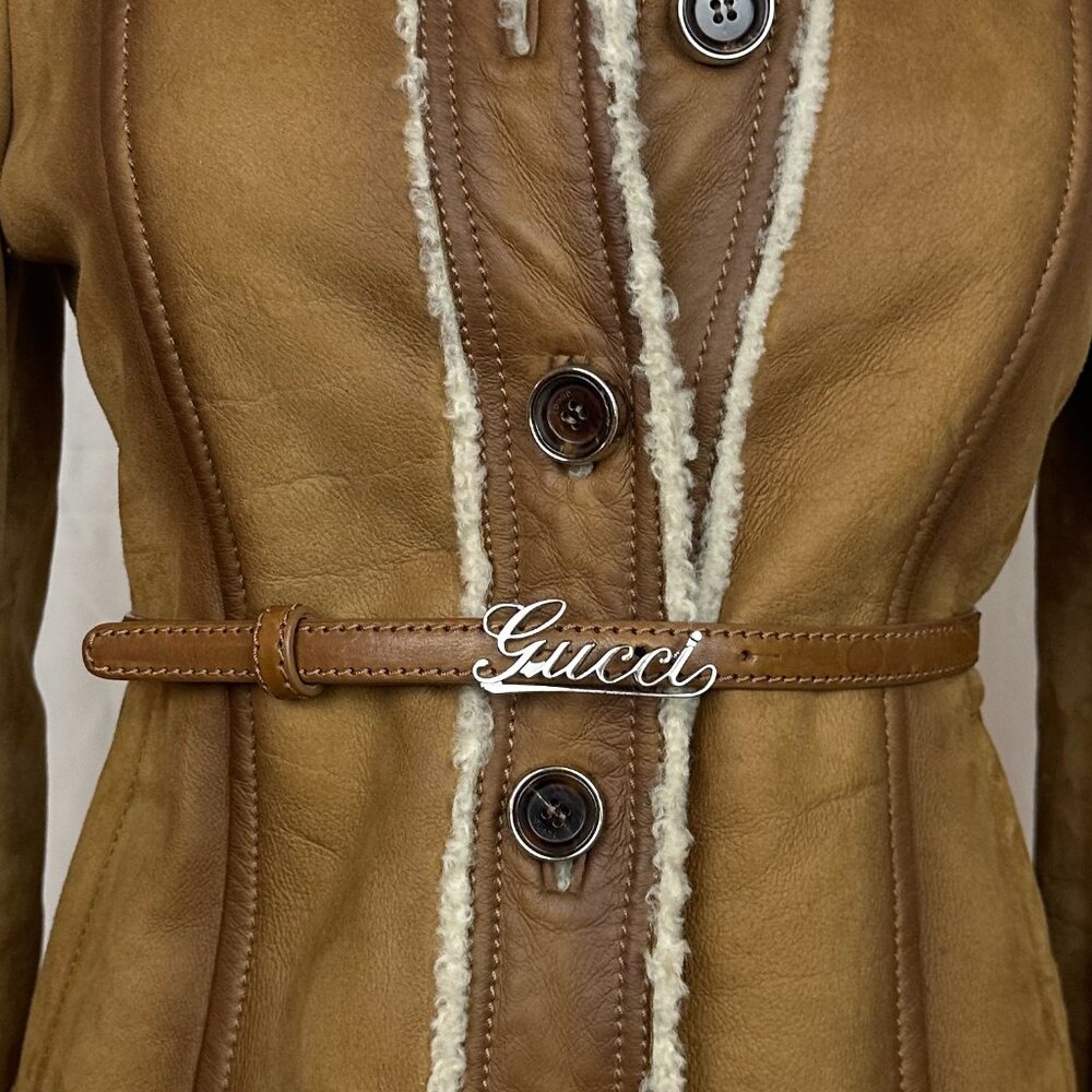 Brand New Gucci Suede Leather Shearling Jacket Size 38 - Picture 8 of 11